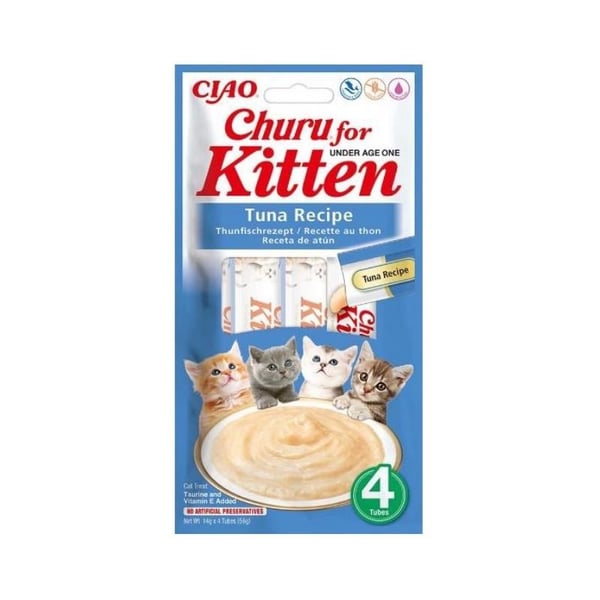 CİAO CHURU YAVRU KEDİLER İÇİN TUNA BALIKLI KREMA ÖDÜL MAMASI 4 x 14 Gr*12