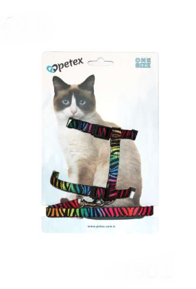 PETEX KEDİ GÖĞÜS TASMASI – GÖKKUŞAĞI ZEBRA