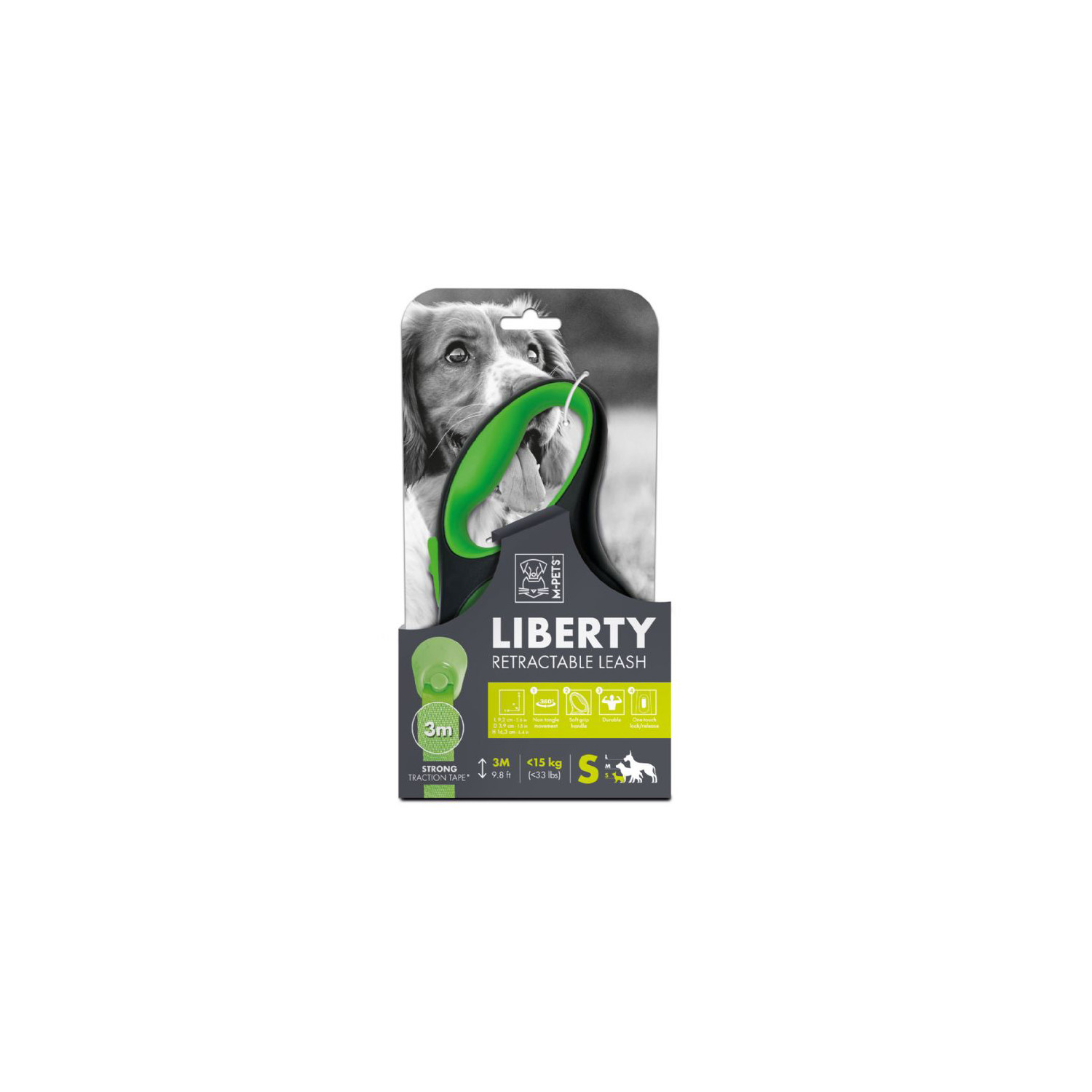 M-PETS LIBERTY OTOMATİK GEZDİRME ŞERİT 3MT/GREEN (S)