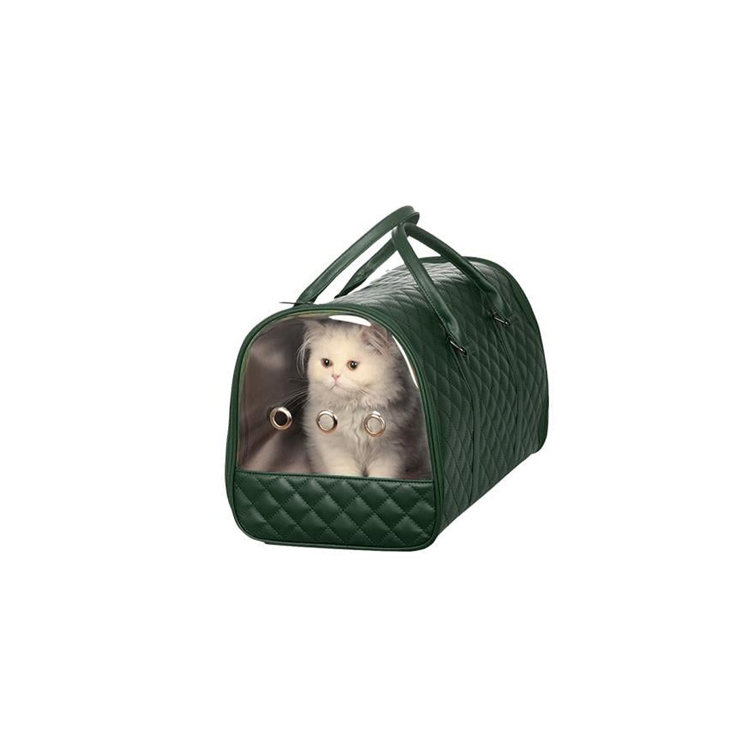 MOLİNA KEDİ KÖPEK DERİ TAŞIMA ÇANTASI KOYU YEŞİL 28X47X30