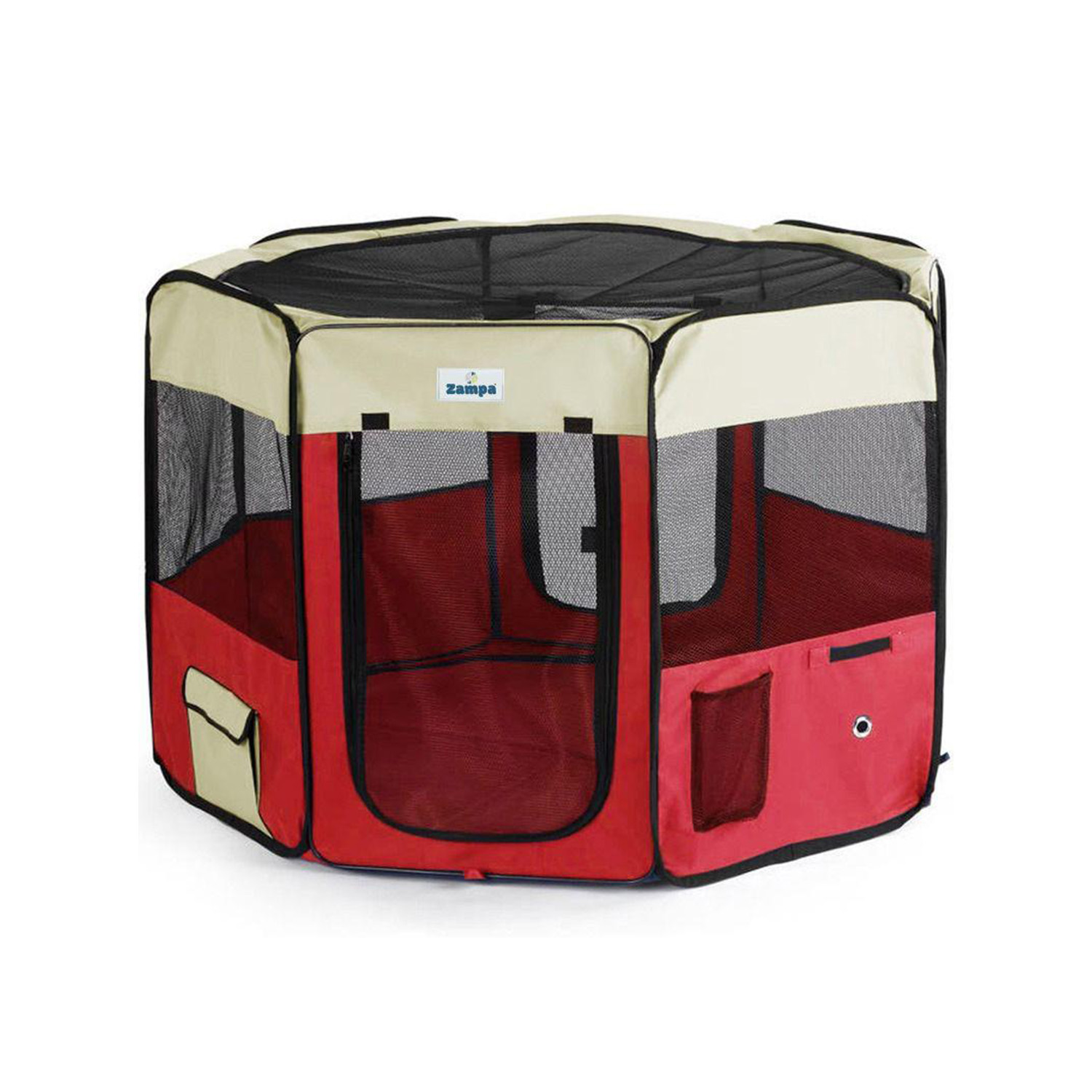 PET PARK OYUN ALANI KREM-KIRMIZI 91X91X54