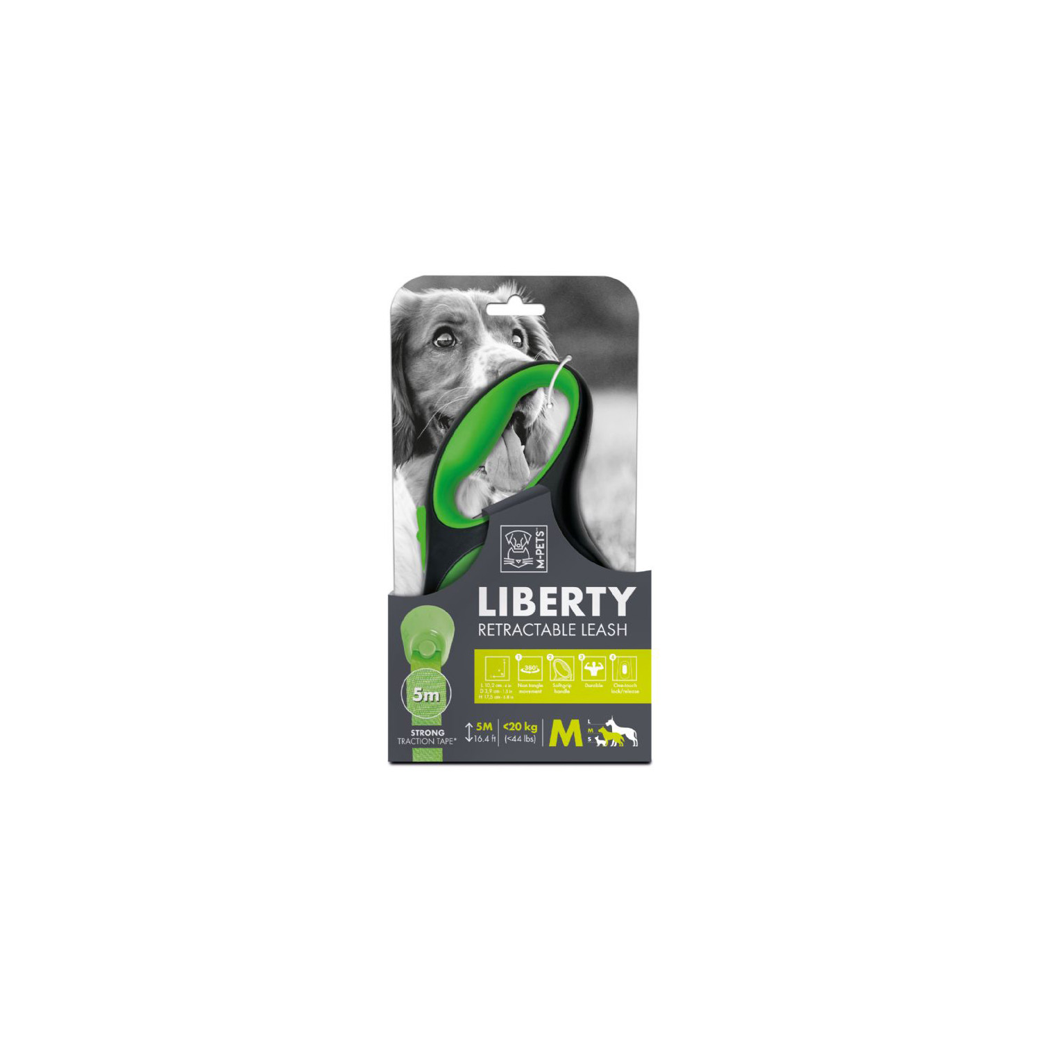 M-PETS LIBERTY OTOMATİK GEZDİRME ŞERİT 5MT/GREEN (M)